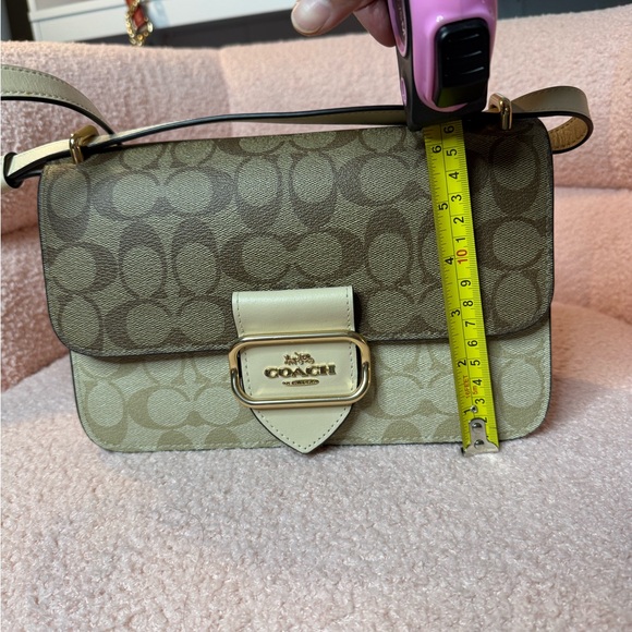 Coach Tan and Cream Shoulder Bag with Monogram Pattern - Picture 8 of 11